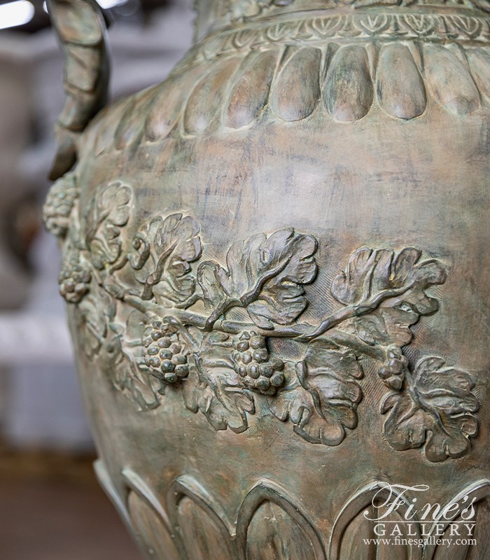 Bronze Planters  - Floral Bronze Urns In Antique Patina Finish - BP-1192